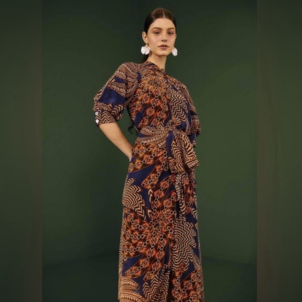Farm Rio Navy Yawanawa Vanahu Midi Dress- size M